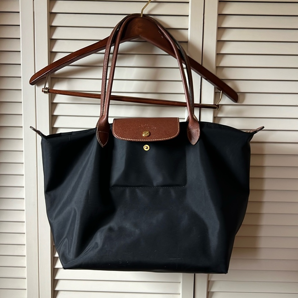Black Longchamp Le Pliage tote